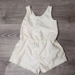 Limited Too Girls white Lace Romper 6X Sleeveless Scoop Neck Back Button Closure